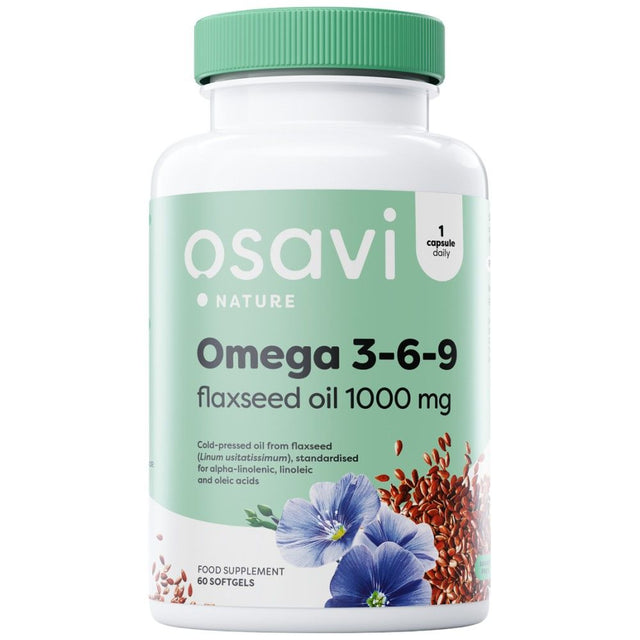 Omega 3-6-9 Flaxseed Oil 1000 mg - 60 Гел капсули  Osavi - Nutra Best Bulgaria
