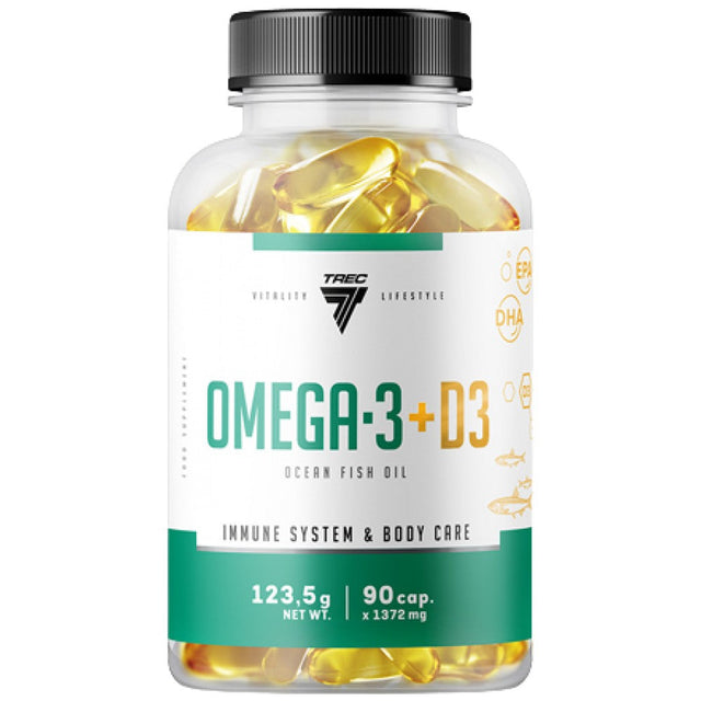 Omega-3 + D3 90 Гел капсули  Trec Nutrition - Nutra Best Bulgaria