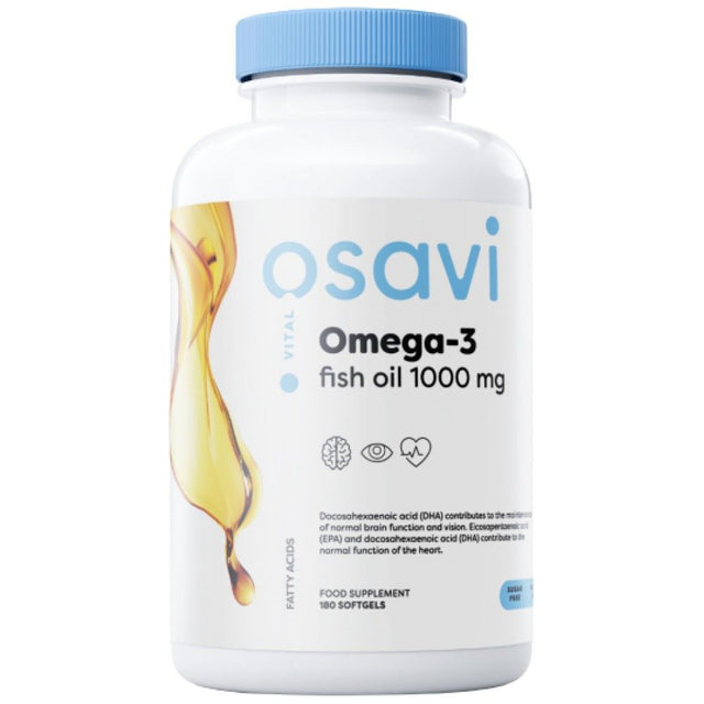 Omega 3 Fish Oil 1000 mg / Lemon Flavor - 180 Гел капсули  Osavi - Nutra Best Bulgaria