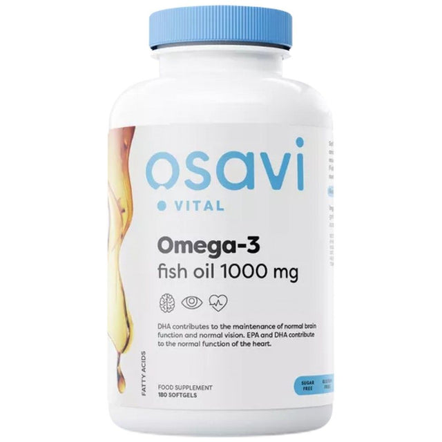 Omega 3 Fish Oil 1000 mg | Molecularly Distilled - 180 Гел капсули  Osavi - Nutra Best Bulgaria