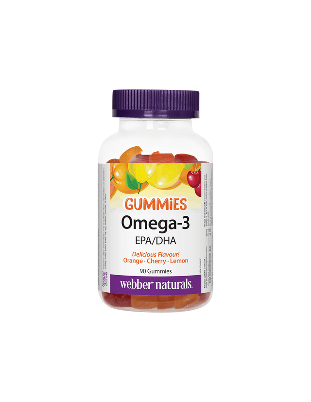 Omega-3 Gummies/ Омега-3 х 90 желирани таблетки с вкус на портокал, череша и лимон  Webber Naturals - Nutra Best Bulgaria