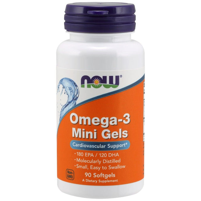 Omega-3 Mini Gels - 90 Гел капсули  NOW Foods - Nutra Best Bulgaria