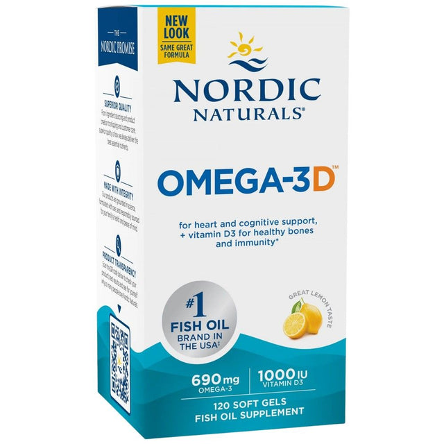 Omega-3D 690 mg - 120 Гел капсули  Nordic Naturals - Nutra Best Bulgaria