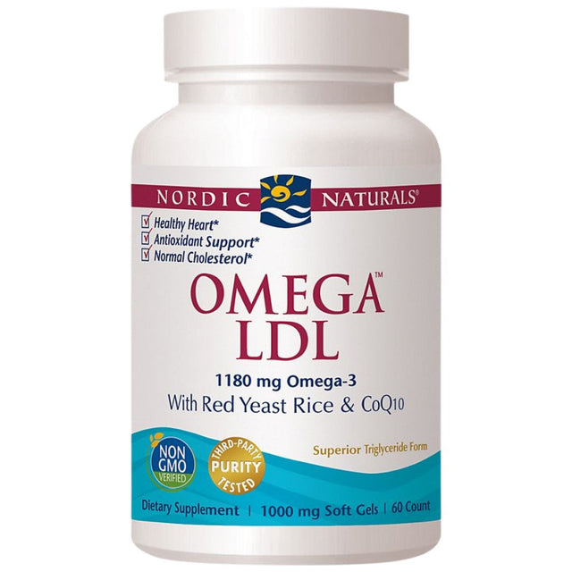 Omega LDL 1152 mg | With Red Yeast Rice and CoQ10 - 60 Гел капсули  Nordic Naturals - Nutra Best Bulgaria
