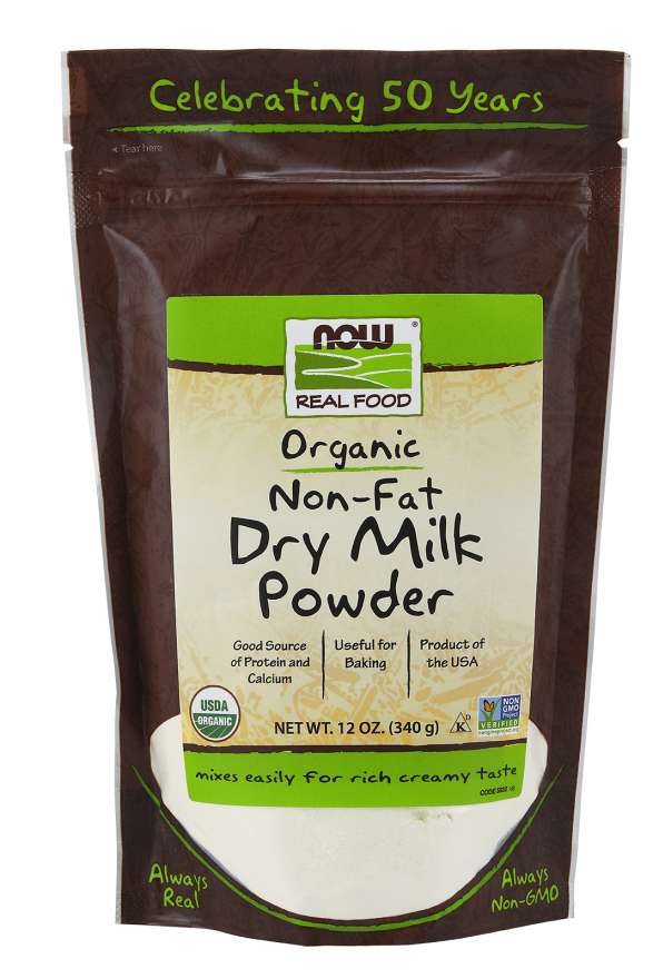 Organic Dry Milk With Protein & Calcium - NON FAT - 341 grams  NOW Foods - Nutra Best Bulgaria