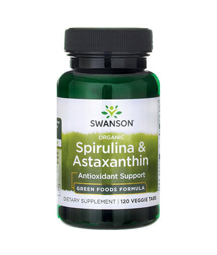 Organic Spirulina & Astaxanthin - 120 Таблетки  Swanson - Nutra Best Bulgaria