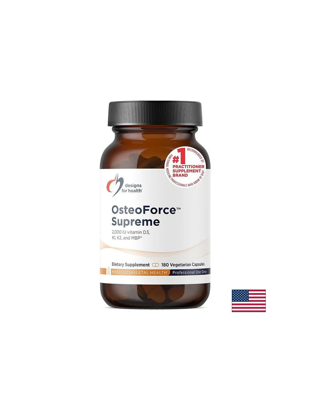 OsteoForce Supreme (Формула с калций, магнезий, витамин D3 и K2) – Костна плътност и минерализация, 180 капсули  Designs for Health - Nutra Best Bulgaria