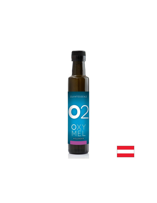 Био сок от бъз с джинджифил и куркума Oxymel O2 - За имунитета, чернодробното и стомашното здраве, 250 ml  Obsthof Retter - Nutra Best Bulgaria