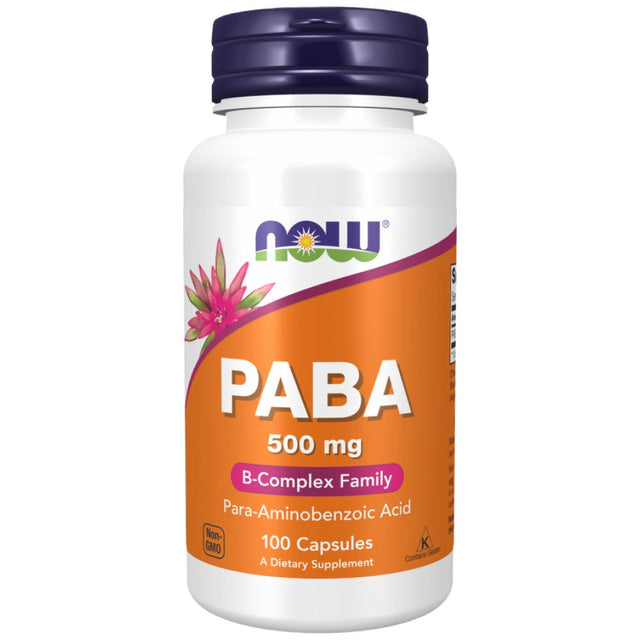 PABA 500 mg - 100 капсули  NOW Foods - Nutra Best Bulgaria