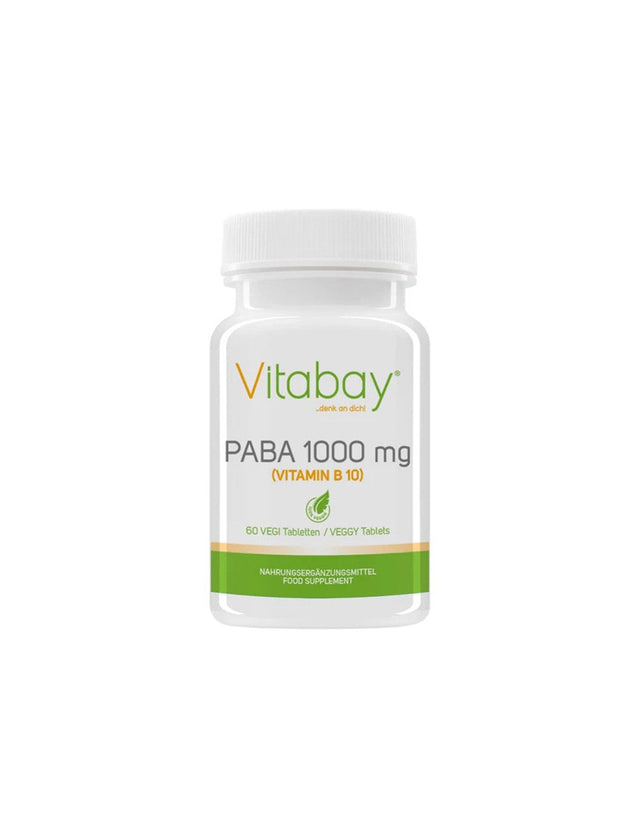 PABA (Vitamin B10) - Парааминобензоена киселина, 1000 mg x 60 таблетки  Vitabay - Nutra Best Bulgaria