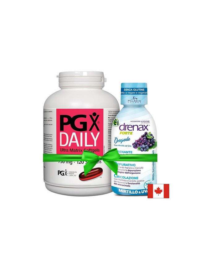 Промо пакет "Стройна фигура" - PGX® Daily Ultra Matrix 750 mg x 120 капсули + Диуретична формула Drenax Forte 300 ml, 10 дози  Natural Factors - Nutra Best Bulgaria