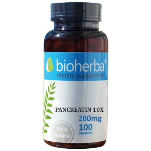 Pancreatin 10x 200 mg - 100 капсули  Bioherba - Nutra Best Bulgaria