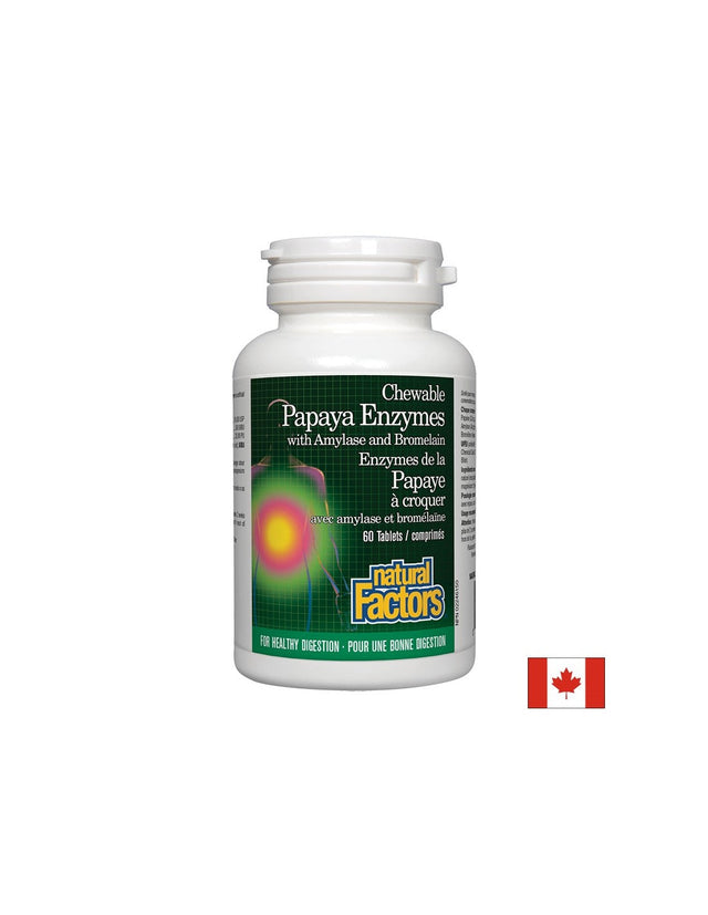Papaya Enzymes - 60 Дъвчащи таблетки  Natural Factors - Nutra Best Bulgaria