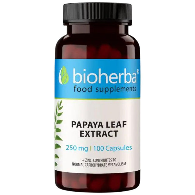 Papaya Leaf 200 mg - 100 капсули  Bioherba - Nutra Best Bulgaria