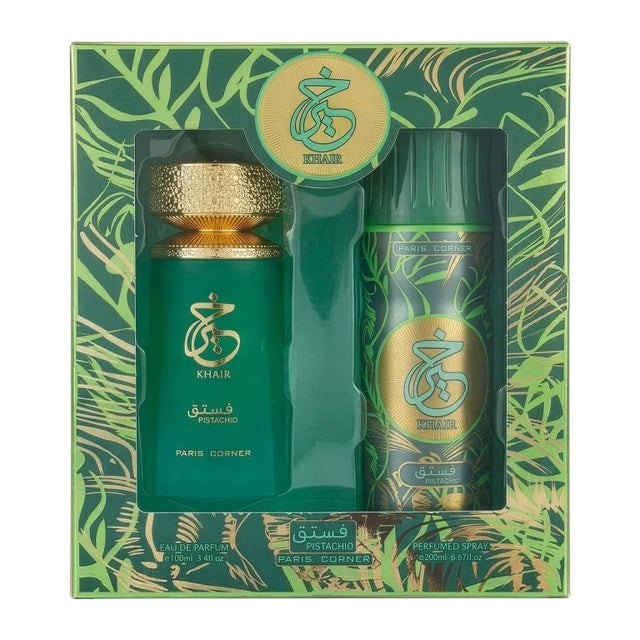 Paris Corner – Khair Pistachio Eau De Parfum 100ml + Deodorant Spray 200ml  Paris Corner - Nutra Best Bulgaria