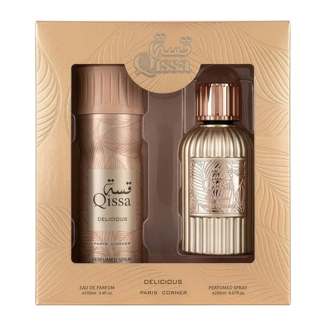 Paris Corner – Qissa Delicious Eau De Parfum 100ml + Deodorant Spray 200ml  Paris Corner - Nutra Best Bulgaria