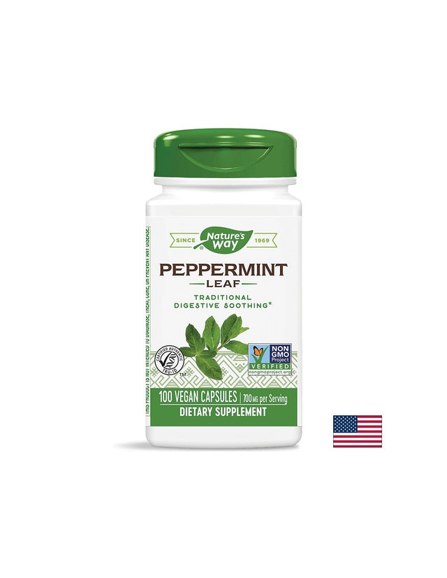 Peppermint Leaf - Мента (лист) – за успокояване на раздразненото дебело черво 350 mg, 100 капсули Nature’s Way  Nature’s Way - Nutra Best Bulgaria