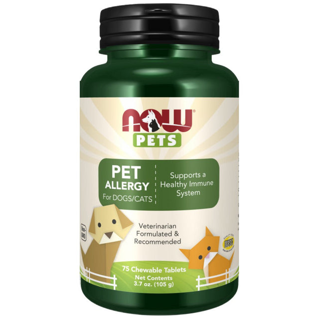 Pet Allergy Chewable Tablets | For Dogs & Cats - 75 Дъвчащи таблетки  NOW Foods - Nutra Best Bulgaria