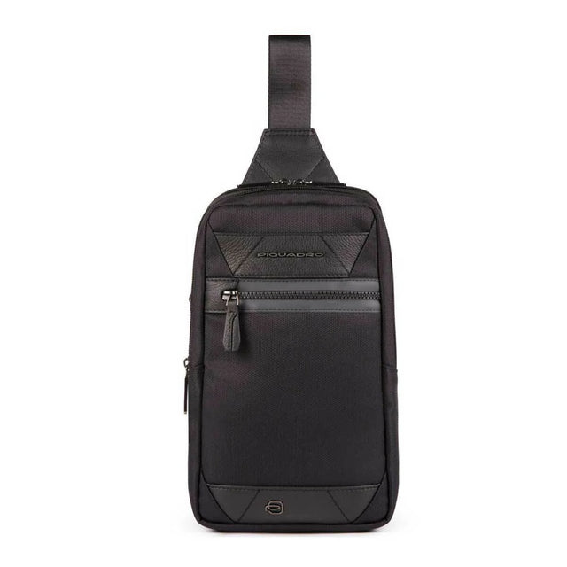 Piquadro, Trakai, Leather & Fabric, Mono Sling, Textile Crossbody Bag, Black, 42021990, 31 x 18 x 7 cm, For Men  Piquadro - Nutra Best Bulgaria