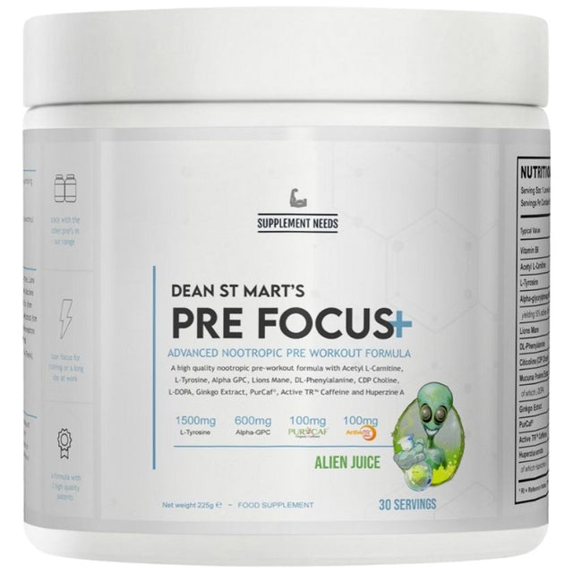 Pre Focus+ | with Stimulants & Nootropics - 225 грама  Supplement Needs - Nutra Best Bulgaria