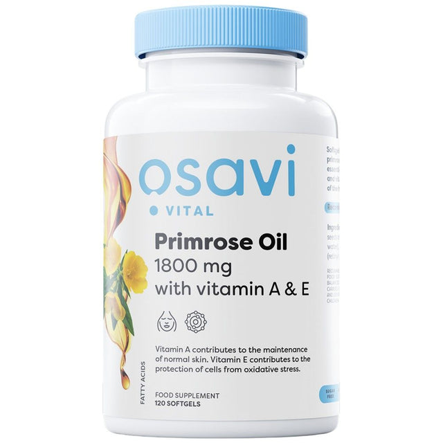 Primrose Oil 1800 mg | with Vitamin A & E - 120 Гел капсули  Osavi - Nutra Best Bulgaria
