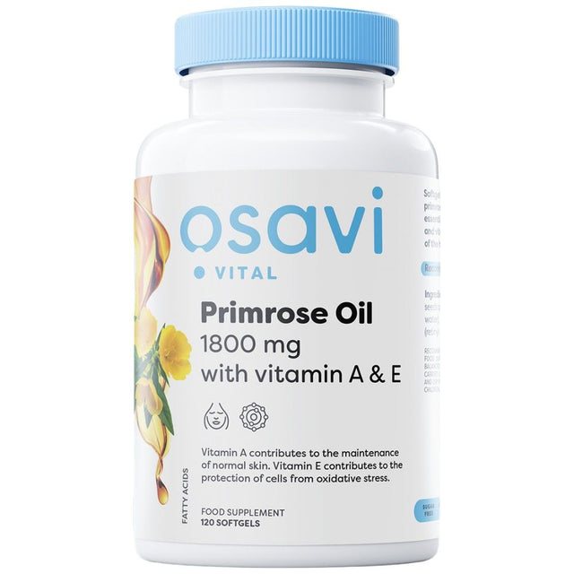 Primrose Oil 1800 mg | with Vitamin A & E - 180 Гел капсули  Osavi - Nutra Best Bulgaria