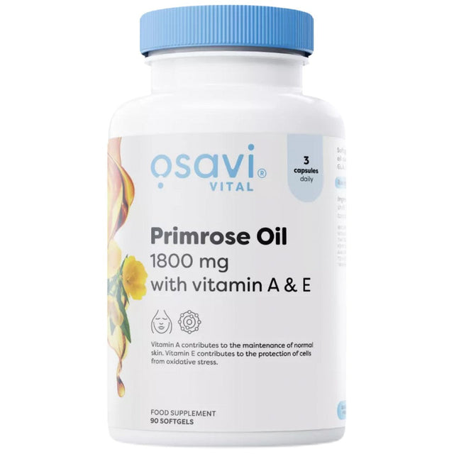 Primrose Oil 1800 mg | with Vitamin A & E - 90 Гел капсули  Osavi - Nutra Best Bulgaria