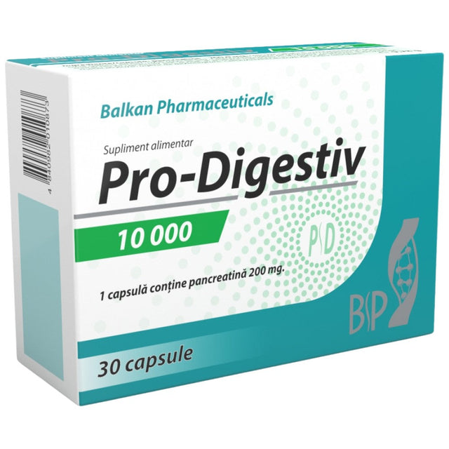 Pro-Digestiv 10000 | Pancreatin 200 mg - 30 капсули  Balkan Pharmaceuticals - Nutra Best Bulgaria
