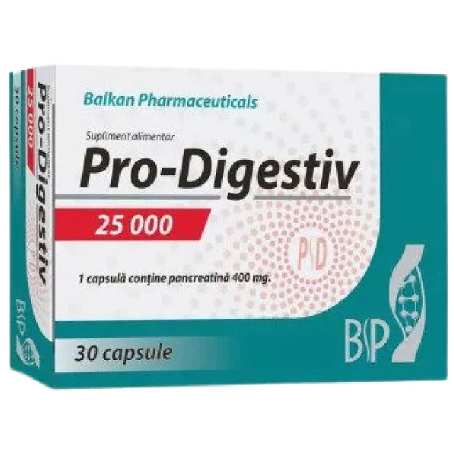 Pro-Digestiv 25000 | Pancreatin 400 mg - 30 капсули  Balkan Pharmaceuticals - Nutra Best Bulgaria