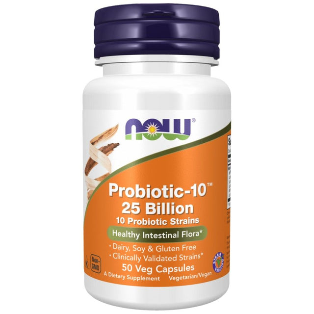 Probiotic-10 25 Billion - 50 капсули  NOW Foods - Nutra Best Bulgaria
