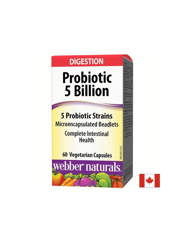 Probiotic/ Пробиотик 5 щама, 5 млрд. активни пробиотици х 60 капсули Webber Naturals  Webber Naturals - Nutra Best Bulgaria