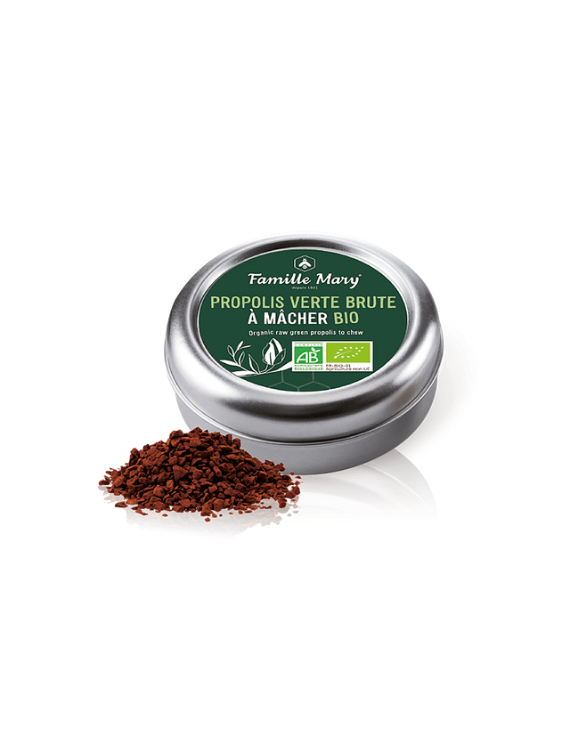 Био суров зелен прополис за дъвчене - Propolis Verte Brute À Màcher Bio, 10 g  Famille Mary - Nutra Best Bulgaria
