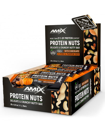 Protein Nuts Crunchy Nutty Bar Box / 25x40g  AMIX - Nutra Best Bulgaria