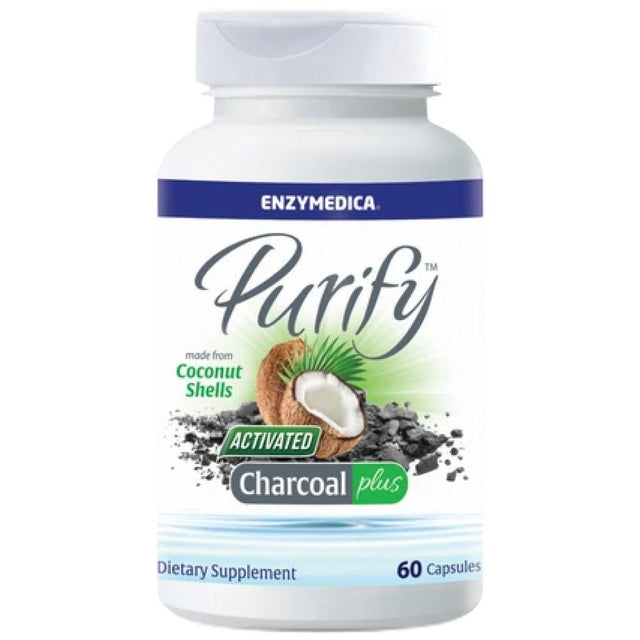 Purify Activated Charcoal Plus - 60 капсули  Enzymedica - Nutra Best Bulgaria