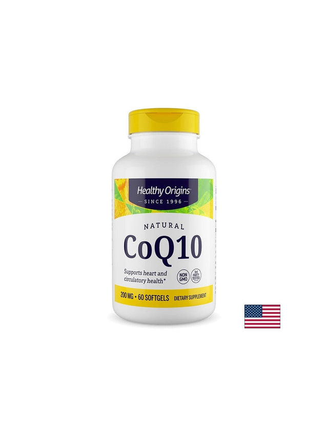 Коензим Q10 (убиквинон) Енергия и сърдечна функция 200 mg, 60 капсули  Healthy Origins - Nutra Best Bulgaria
