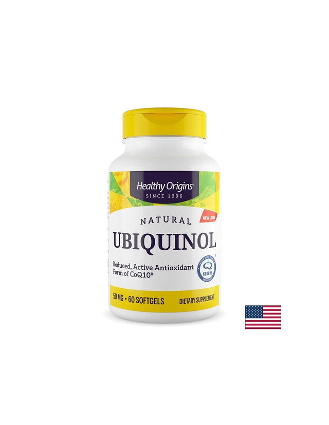Коензим Q10 (Убиквинол Kaneka®) – Активна форма за сърдечно-съдово здраве и клетъчна енергия, 50 mg, 60 софтгел капсули  Healthy Origins - Nutra Best Bulgaria
