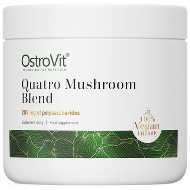 Quatro Mushroom Blend Powder | Lion&#39;s Mane ~ Reishi ~ Cordyceps ~ Chaga 100 грама  OstroVit - Nutra Best Bulgaria