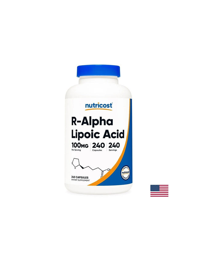 Диабет и периферна невропатия - R-Алфа липоева киселина, 100 mg х 240 капсули  Nutricost - Nutra Best Bulgaria