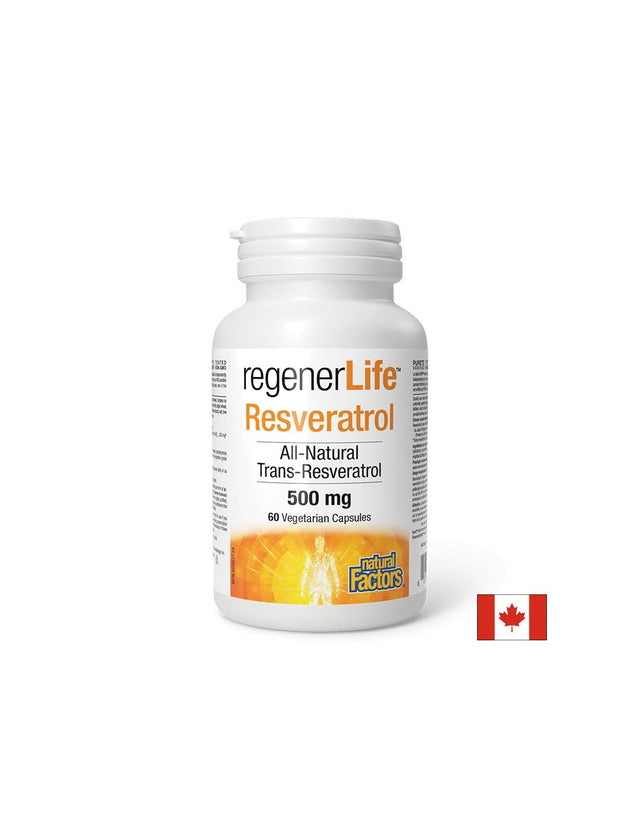 Rеgener Life™ Resveratrol 500 mg - 60 капсули  Natural Factors - Nutra Best Bulgaria