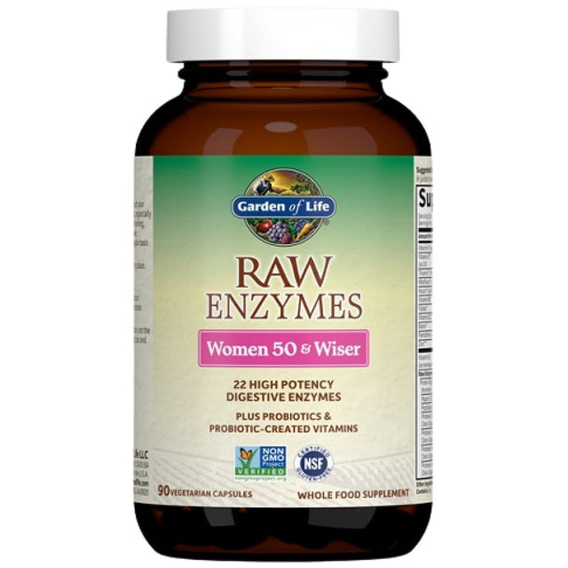Raw Enzymes Women 50 & Wiser - 90 капсули  Garden Of Life - Nutra Best Bulgaria