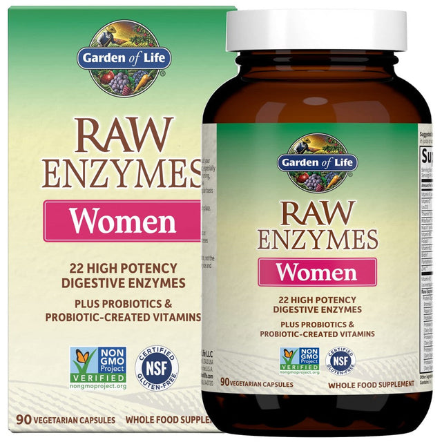 Raw Enzymes Women - 90 капсули  Garden Of Life - Nutra Best Bulgaria