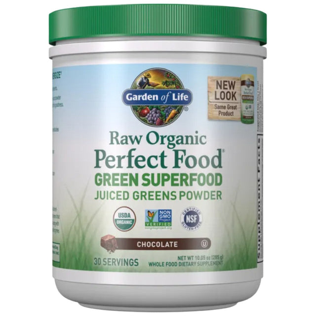 Raw Organic Perfect Food | Green Superfood - Chocolate - 570 грама  Garden Of Life - Nutra Best Bulgaria