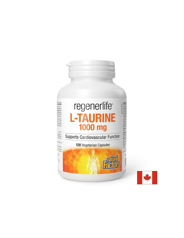 Мускулна и сърдечна функция - RegenerLife™ Л-Таурин, 1000 mg х 120 капсули  Natural Factors - Nutra Best Bulgaria