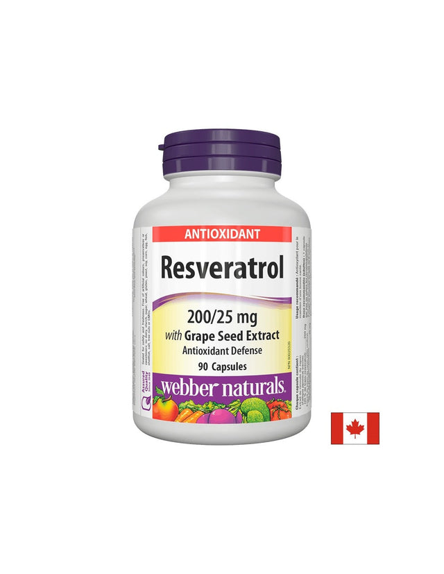 Resveratrol with Grape Seed Extract/ Ресвератрол 200 mg с Гроздово семе 25 mg х 90 капсули Webber Naturals  Webber Naturals - Nutra Best Bulgaria