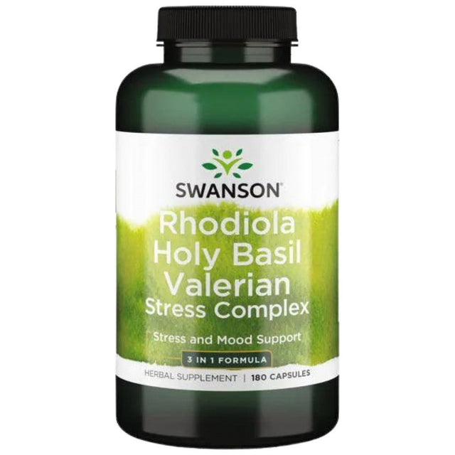 Rhodiola Holy Basil Valerian Stress Complex - 180 капсули  Swanson - Nutra Best Bulgaria