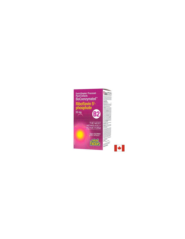 Riboflavin 5`-phosphate BioCoenzymated™/ Витамин В2 Рибофлавин-5-фосфат 50 mg, 30 капсули Natural Factors  Natural Factors - Nutra Best Bulgaria