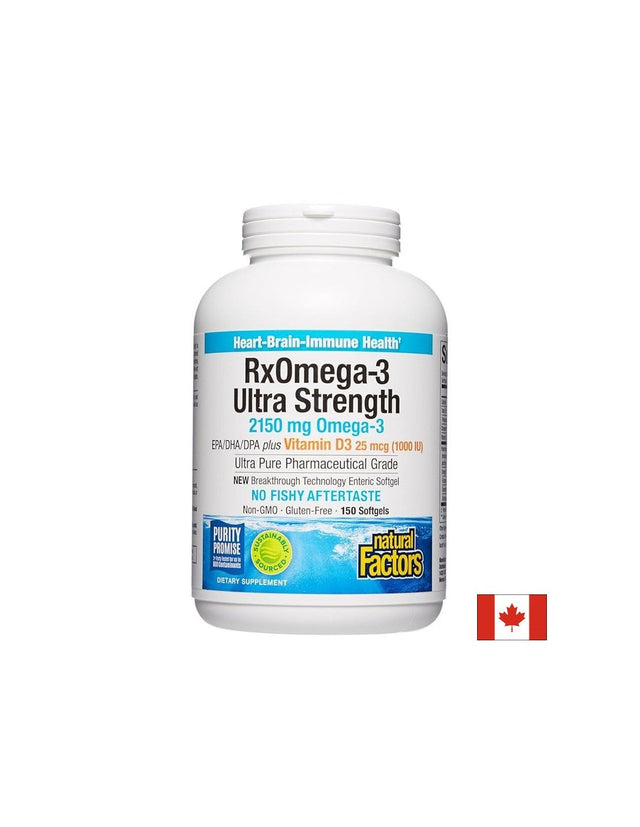 Rx Omega-3 Ultra Strength 2150 mg + Витамин D3 1000 IU, 150 софтгел капсули  Natural Factors - Nutra Best Bulgaria