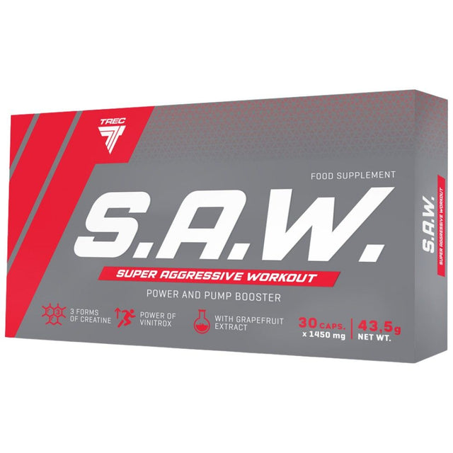 S.A.W. Caps | Super Aggressive Pre-Workout - 30 капсули  Trec Nutrition - Nutra Best Bulgaria