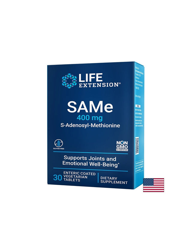 САМ-е (SAMe - S-Adenosyl-Methionine), 400 mg х 30 стомашно устойчиви таблетки  Life Extension - Nutra Best Bulgaria