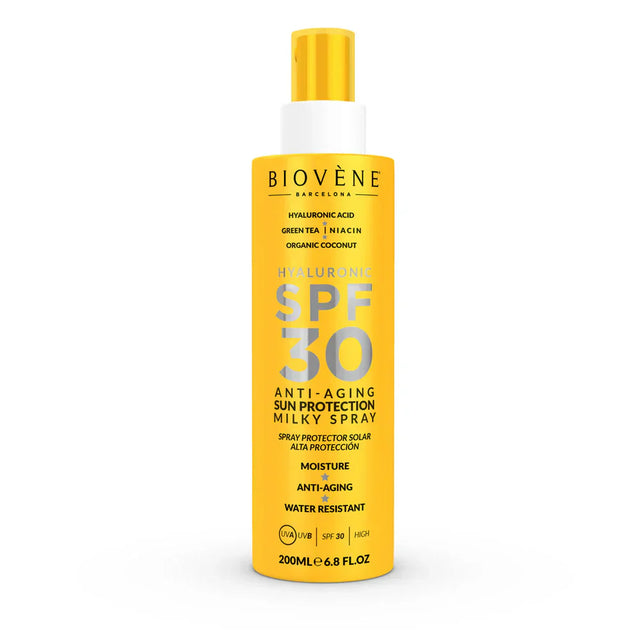 Слънцезащита за лице и тяло SPF 30 с хиалуронова киселина против стареене - 200 мл  Biovène Barcelona - Nutra Best Bulgaria
